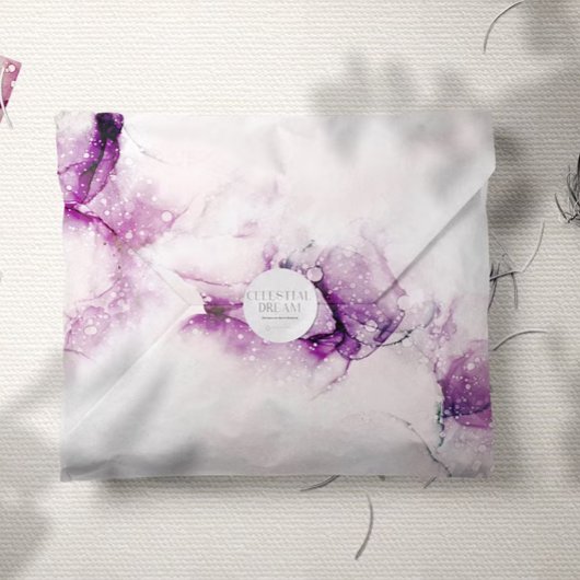 Aubergine Alcohol Ink Chic Wedding Invitation 招待状