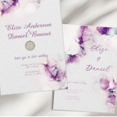 Aubergine Alcohol Ink Elegant Wedding Invitation 招待状