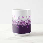Aubergine Botanical Butterflies  コーヒーマグカップ (中央)