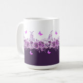 Aubergine Botanical Butterflies  コーヒーマグカップ (正面左)