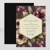 Aubergine Sovereign Bloom Wedding 招待状 (正面/裏面)