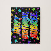 「AUBREE」名、おもしろい「ハッピーバースデー」 ジグソーパズル (縦)