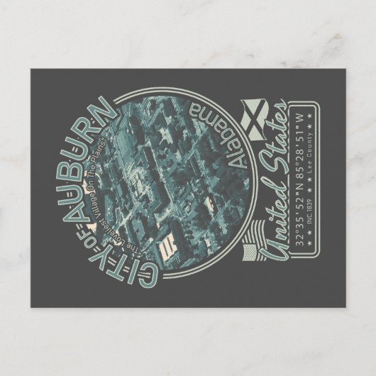 AUBURN ALABAMA - ALABAMA CITYSCAPE BIRD'S EYE VIEW ポストカード (正面)