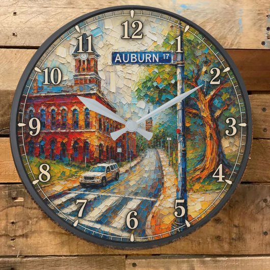 Auburn Alabama Artistic Downtown  ラージ壁時計