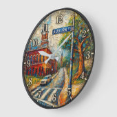 Auburn Alabama Artistic Downtown  ラージ壁時計 (傾斜)