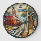 Auburn Alabama Artistic Downtown  ラージ壁時計 (正面)