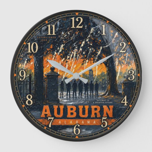Auburn Alabama Sunset ラージ壁時計 (正面)