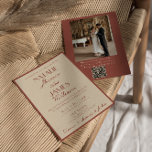 Auburn Copper Old Money QR Code Photo Wedding 招待状<br><div class="desc">This wedding invitation is perfect for your wedding if you are looking for an elegant unique and easy editable invitation .An elegant unique luxurious auburn and copper image QR code wedding template invitation. as you see it features a copper old money background. And classy Parisian font in auburn old money...</div>