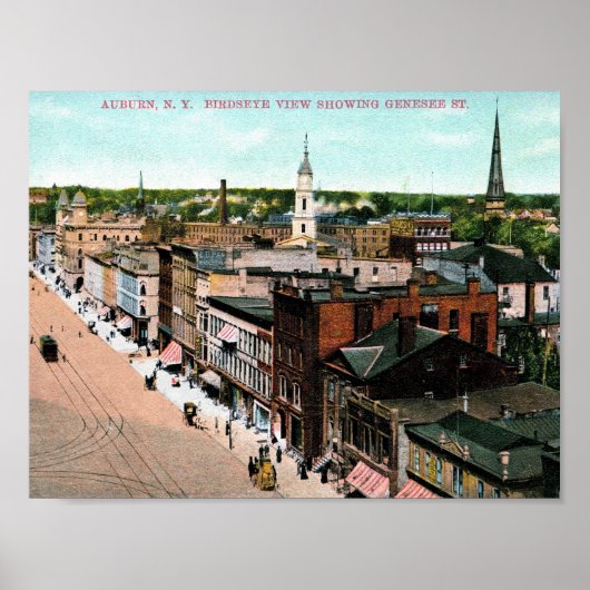 Auburn, New York, Bird's Eye View,ヴィンテージ ポスター (正面)