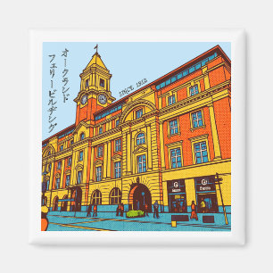 Auckland Ferry Building Pop Art Retro Magnet マグネット