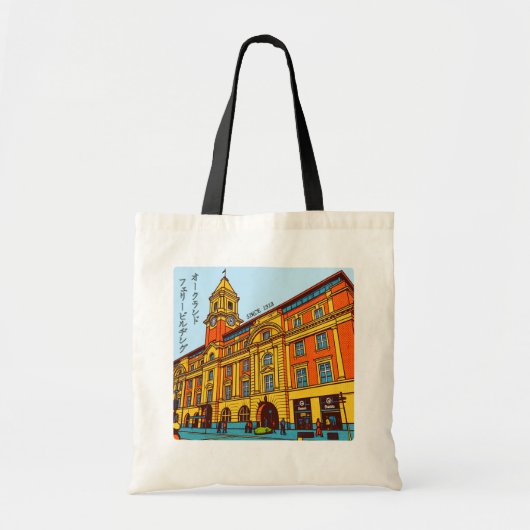 Auckland Ferry Building Pop Art Retro tote bag トートバッグ (正面)