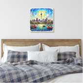 Auckland Harbor Skyline Radiance Canvas Art キャンバスプリント (インサイチュ (寝室))