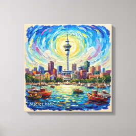 Auckland Harbor Skyline Radiance Canvas Art キャンバスプリント