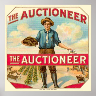 Auctioneer Vintage Cigar Label ポスター