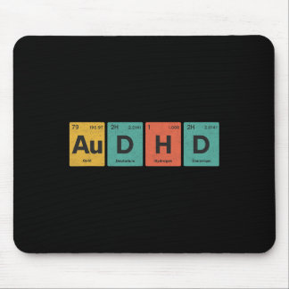 Audhd 元素周期表 自閉症+ADHD ネิร์ド レトロデザイン マウスパッド