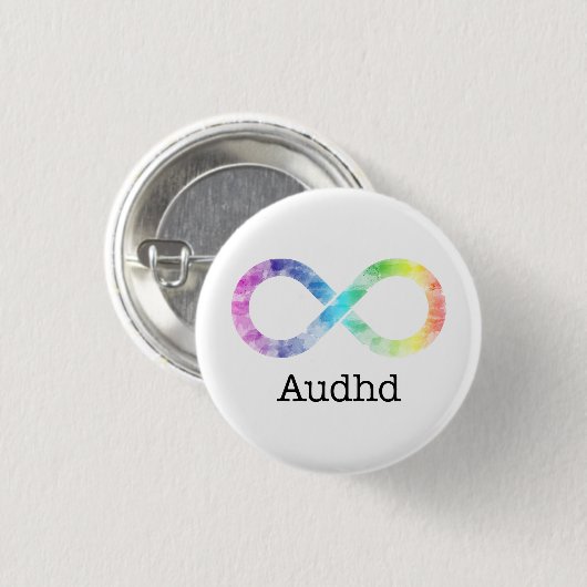 Audhd (adhdと自閉症)神経多様性ボタン 缶バッジ (正面&裏面)