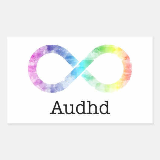 Audhd (adhdと自閉症)神経多様性 長方形シール (正面)
