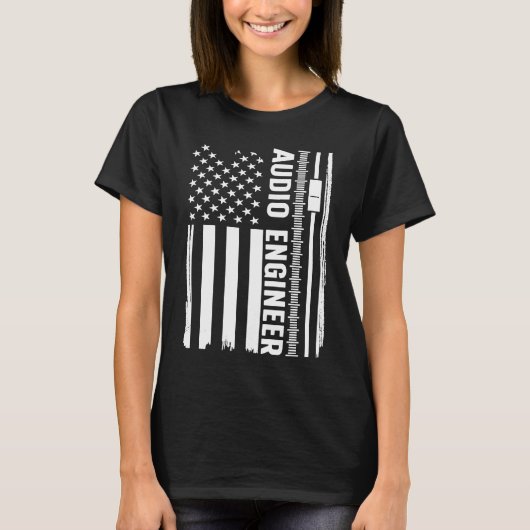 Audio Engineer American Flag Audio Engineering Tシャツ (正面)