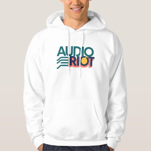 Audio Riot White Band Logo Hoodie パーカ (正面)