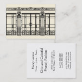 AUDREYのアールデコのIRONWORK: エレガントな黒い及びクリーム色 名刺 (正面/裏面)