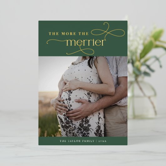 AUDREYグリーンフォイルクリスマス妊娠発表 箔シーズンカード (立ち正面)