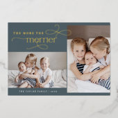 AUDREYブルーフォイルクリスマスカード誕生のお知らせ 箔シーズンカード (正面)