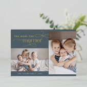 AUDREYブルーフォイルクリスマスカード誕生のお知らせ 箔シーズンカード (立ち正面)