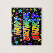 "AUDREY"名、おもしろい"ハッピーバースデー" ジグソーパズル (縦)