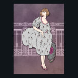AUDREY: Art Deco Fashion in Gray and Rose ポスター<br><div class="desc">Audrey is a beautiful figure lovingly redrawn from a 1920s Art Deco fashion illustration. She holds her hat in her left hand and wears a softly draping silk dress with the lightweight skirt blowing gently in the breeze. Audrey stands against a textured background in rich watercolor tones, overlaid with intricate...</div>