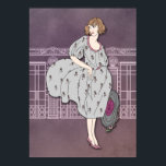 AUDREY: Art Deco Fashion in Gray and Rose ポスター<br><div class="desc">Audrey is a beautiful figure lovingly redrawn from a 1920s Art Deco fashion illustration. She holds her hat in her left hand and wears a softly draping silk dress with the lightweight skirt blowing gently in the breeze. Audrey stands against a textured background in rich watercolor tones, overlaid with intricate...</div>