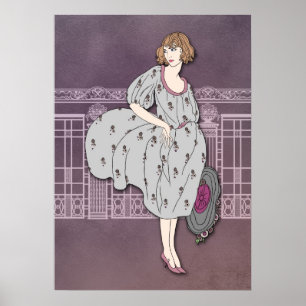 AUDREY: Art Deco Fashion in Gray and Rose ポスター