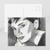 Audrey Hepburn Inspired Portrait Postcard ポストカード (正面/裏面)