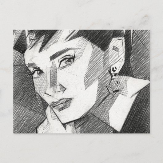 Audrey Hepburn Inspired Portrait Postcard ポストカード (正面)