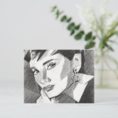 Audrey Hepburn Inspired Portrait Postcard ポストカード (スタンド正面)