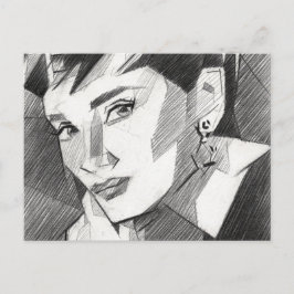 Audrey Hepburn Inspired Portrait Postcard ポストカード