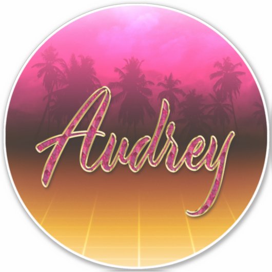 Audrey Vorname Name golden pink Aufkleber Sticker シール (正面)