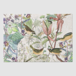 Audubonのアメリカムシクイの鳥の野生の花のティッシュペーパー 薄葉紙