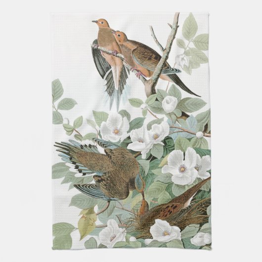 Audubonのカメの鳩の鳥の花の台所タオル キッチンタオル (縦)