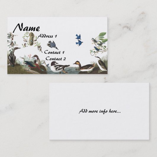 Audubonのコラージュの鳥の野性生物の名刺 名刺 (正面/裏面)