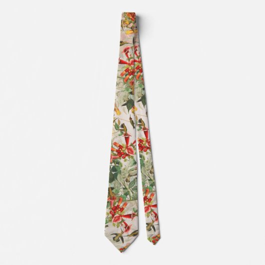 Audubonのハチドリの鳥の野性生物の花のタイ ネクタイ (正面)