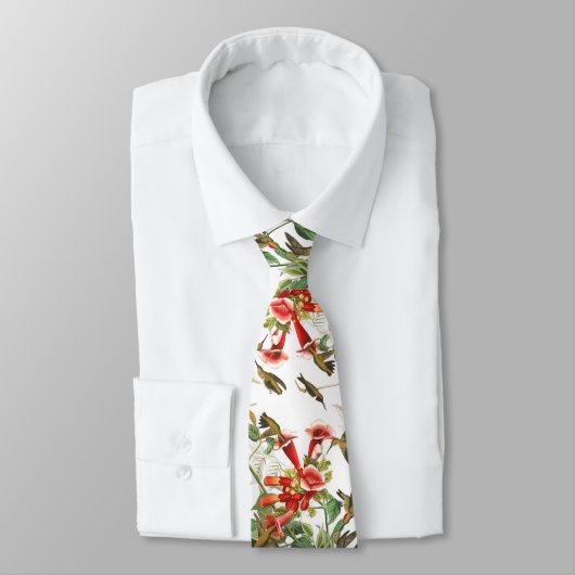 Audubonのハチドリの鳥の野性生物の花のタイ ネクタイ (タイ)