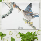 Audubonのブルーバードの鳥の花の台所タオル キッチンタオル (折り畳み)
