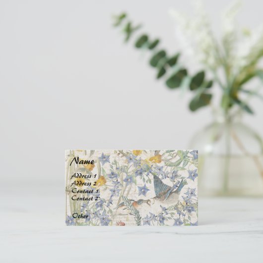 Audubonのブルーバードの鳥の花の名刺 名刺 (スタンド正面)