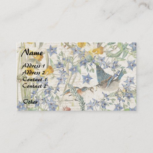 Audubonのブルーバードの鳥の花の名刺 名刺 (正面)