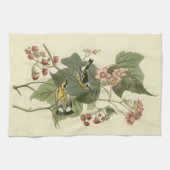 Audubonのマグノリアのアメリカムシクイ キッチンタオル (横)