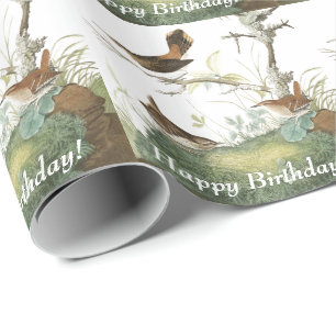 Audubonのミソサザイの鳥動物の誕生日の包装紙 ラッピングペーパー