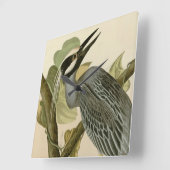 Audubonのヴィンテージ黄色によって戴冠させる夜鷲のペンキ スクエア壁時計 (傾斜)