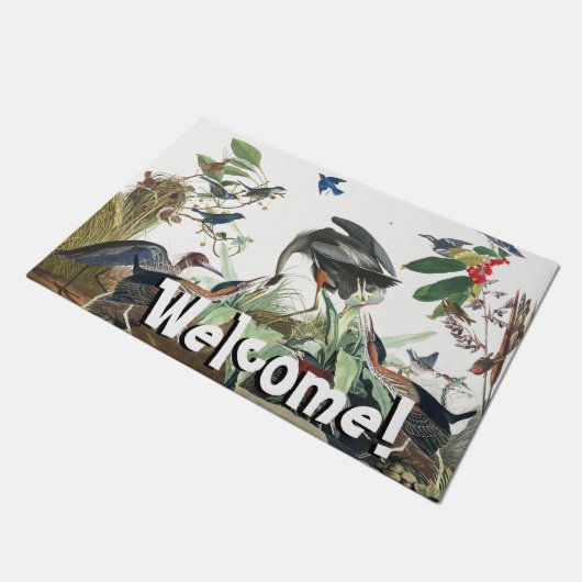 Audubonの鳥のコラージュの野性生物の歓迎の玄関マット ドアマット (アングル)