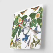 Audubonの鳥の花の野性生物の柱時計 スクエア壁時計 (傾斜)