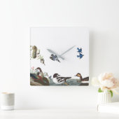 Audubonの鳥の野性生物動物のコラージュの柱時計 スクエア壁時計 (ホーム)